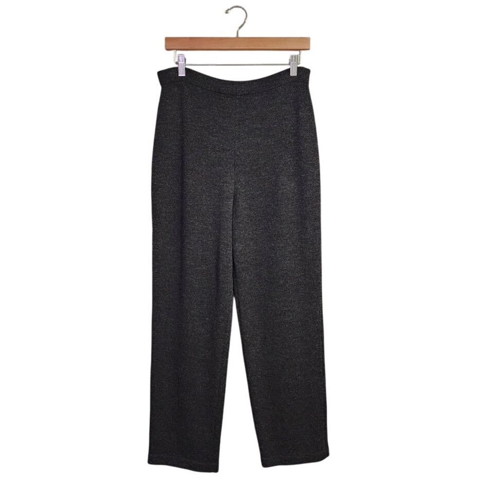 ST. JOHN VTG Santana Knit Straight Leg Pants Minimalist Luxury Charcoal Gray 6